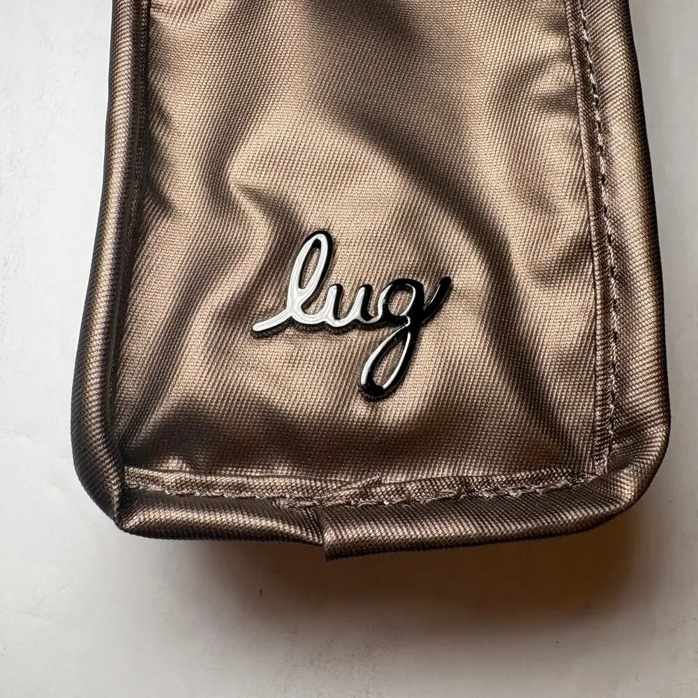 Lug Drizzle Mini Zip Storage Pouch Clip On Keychain Carabiner Bronze Metallic